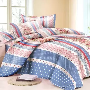 Постельное бельё 1,5сп Изобилие 145х214см, 145х214см, 70х70 2шт, синий, бязь 120г/м 100% хлопок