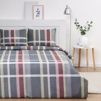 Постельное бельё 1,5сп Экономь и Я Squares, 143х215см, 145х214см, 50х70см-1шт, микрофибра, 60г/м2
