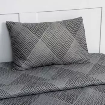 Постельное бельё 1,5сп Экономь и Я "Серая геометрия" 143х215см, 145х214см, 50х70см-1 шт 60г/м2 микрофибра