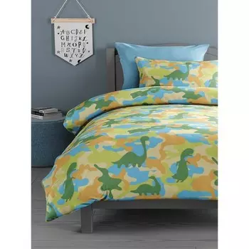 Постельное бельё 2 сп Dino camouflage, размер 180х214 см, 175х215 см, 70х70 см - 2 шт