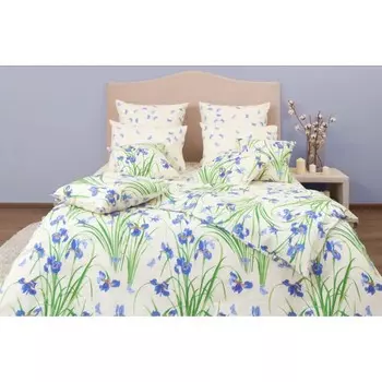 Постельное бельё 2 сп «Ирисы», размер 220x240 см, 177x210 см, 70x70 см - 2 шт