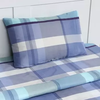 Постельное бельё 2 сп Экономь и Я Blue square 173х215см, 175х214см, 50х70см-2шт, 60г/м2, микрофибра