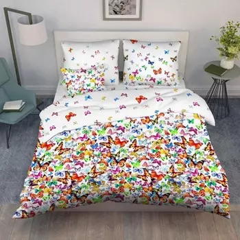 Постельное бельё 2 сп «Виxрь бабочек», размер 200x220 см, 175x215 см, 70x70 см - 2 шт