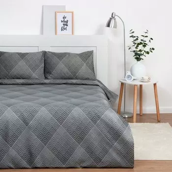 Постельное бельё 2сп Экономь и Я "Серая геометрия" 173х215см, 175х214см, 50х70см-2 шт, 60г/м2 микрофибра