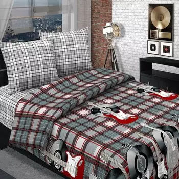 Постельное бельё 2сп Традиция Рок-н-ролл 177х217 см, 180х217 см, 70х70 см 2шт, 125г/м 100% хлопок