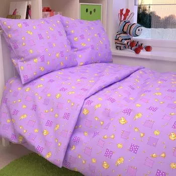 Постельное бельё детский АДЕЛЬ Жирафики, цвет сиреневый, размер 107х140см, 107х140см, 40х60см, бязь 125гр/м, хлопок 100%
