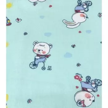 Постельное бельё детский Русский дом «Веселый транспорт мятный» 112х147, 100х150, 40х60см, бязь 120 г/м