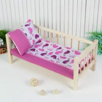 Постельное бельё для кукол "Киты", простынь, одеяло, подушка