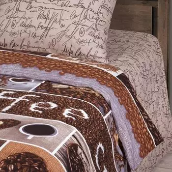 Постельное бельё дуэт АртПостель «Кофемания» размер 143х217см - 2 шт, 220х240, 70х70см - 2 шт