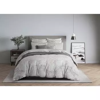 Постельное бельё дуэт Peony grey, размер 214х240 см, 143х215 см - 2 шт., 70х70 - 2 шт., цвет серый