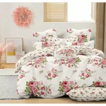 Постельное бельё дуэт с простынёй на резинке, размер 180x200 см, 150x215 см, 70x70 см - 2 шт