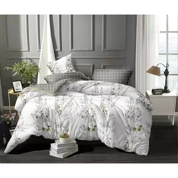 Постельное бельё дуэт с простынёй на резинке, размер 180x200 см, 150x215 см - 2 шт, 70x70 см - 2 шт