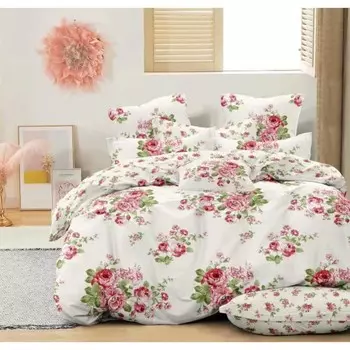 Постельное бельё дуэт с простынёй на резинке, размер 180x200 см, 150x215 см, 70x70 см - 2 шт