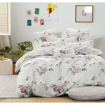 Постельное бельё дуэт с простынёй на резинке, размер 180x200 см, 150x215 см, 70x70 см - 2 шт