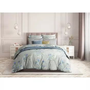 Постельное бельё евро Blue flax, размер 214х240 см, 215х220 см, 70х70 - 2 шт., цвет зелёный