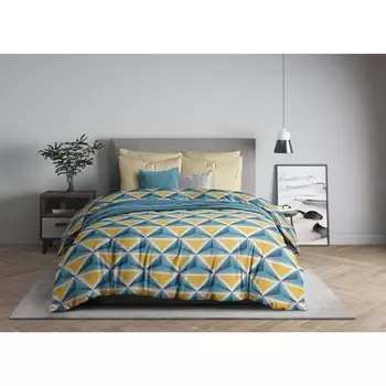 Постельное бельё евро Bright ornament, размер 214х240 см, 200х215 см, 50х70 - 2 шт., цвет голубой