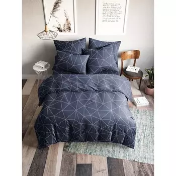 Постельное бельё евро «Грани серебро», размер 240х220 см, 220х200 см, 50х70 см - 2 шт