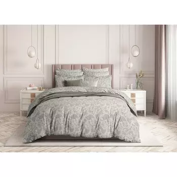 Постельное бельё евро Lace beige, размер 214х240 см, 215х220 см, 70х70 - 2 шт., цвет серый