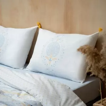 Постельное бельё евро «Лики», размер 240х260 см, 200х220 см, 50х70 см - 2 шт, цвет голубой