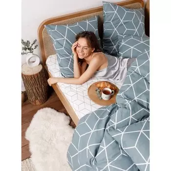 Постельное бельё евро Lounge green, размер 200х214 см, 220х215 см, 70х70 см - 2 шт