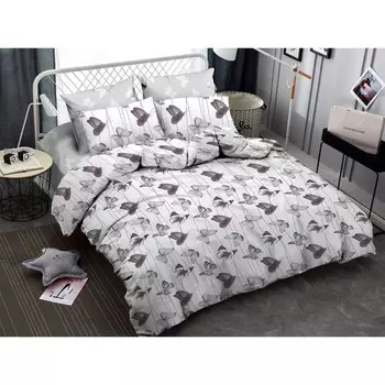 Постельное бельё евро с простынёй на резинке, размер 215x240 см, 200x220 см, 50x70 см - 2 шт, 70x70 см - 2 шт