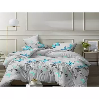 Постельное бельё евро с простынёй на резинке, размер 180x200x20 см, 200x220 см, 70x70 см - 2 шт