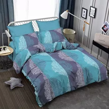 Постельное бельё евро с простынёй на резинке, размер 215x240 см, 200x220 см, 50x70 см - 2 шт, 70x70 см - 2 шт