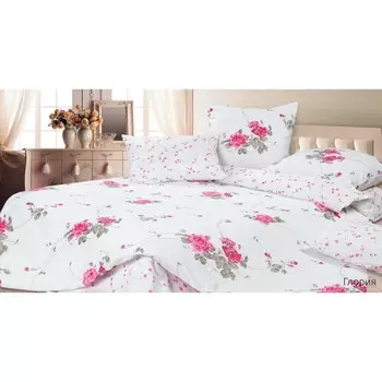 Постельное бельё евро с простынёй на резинке «Глория», размер 180х200х20 см, 200х220 см, 70х70 см - 2 шт, 50х70 см - 2 шт