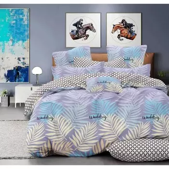 Постельное бельё евро с простынёй на резинке, размер 180x200x20 см, 200x220 см, 70x70 см - 2 шт