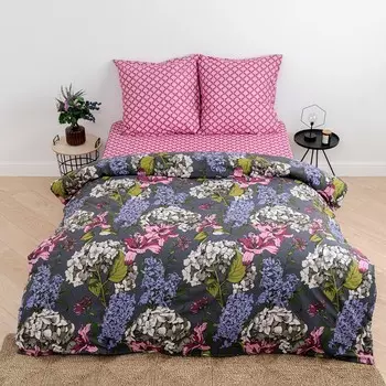 Постельное бельё евро Традиция Гортензия 200х217, 220х240, 70х70см 2шт, бязь 125 г/м 100% хлопок