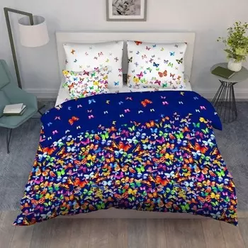 Постельное бельё евро «Виxрь бабочек», размер 200x220 см, 200x215 см, 70x70 см - 2 шт