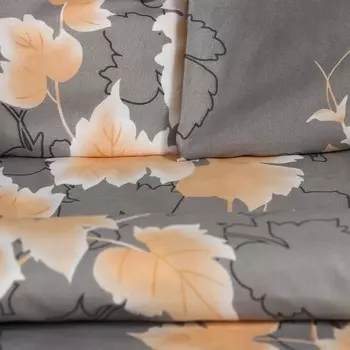 Постельное бельё Экономь и Я 1,5 сп "Золотые листья" 147х215см,150х215см,70х70см-2 шт, полисатин, 80г/м