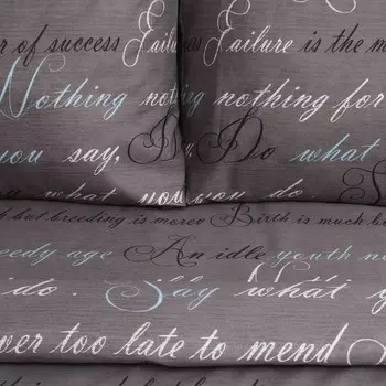 Постельное бельё Экономь и Я евро Inscription 200х215см, 200х215см, 70х70см-2 шт, полисатин, 80 г/м