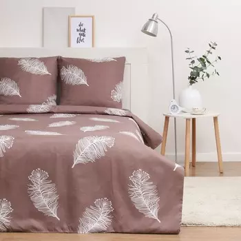 Постельное бельё Экономь и Я 2 сп Feathers 175х215см, 180х215см, 70х70см-2 шт, полисатин, 80 г/м