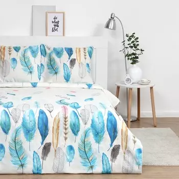 Постельное бельё Экономь и Я 2 сп "Перья" 175х215 см, 180х215 см, 70х70 см-2 шт, полисатин, 80 г/м