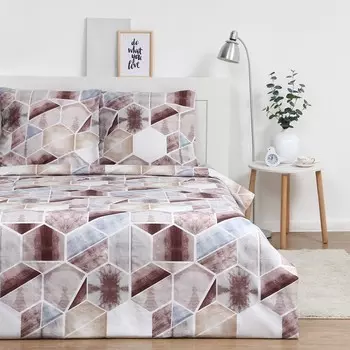 Постельное бельё Экономь и Я евро "Mosaic" 200х215см,200х215см,70х70см-2 шт, полисатин, 80 г/м