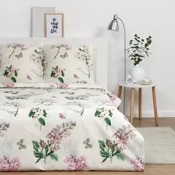 Постельное бельё Экономь и Я 1,5 сп "Цветущий сад" 147х215см,150х215см,70х70см-2 шт, полисатин, 80г/м