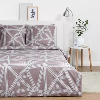 Постельное бельё Экономь и Я 2 сп "Геометрия" 175х215см, 180х215см, 70х70см-2 шт, полисатин, 80 г/м