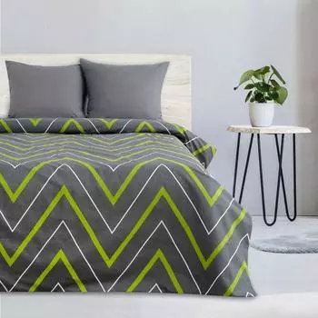 Постельное бельё 1.5-спальное «Этель. Зелено-серые зигзаги», поплин