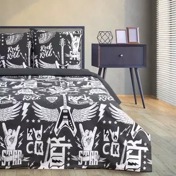 Постельное бельё 1.5-спальное «Этель» Rock&Roll, бязь
