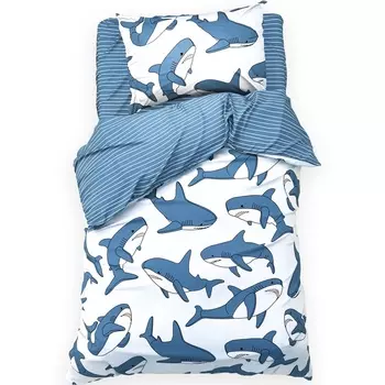 Постельное бельё 1.5-спальное «Этель» Funny shark, бязь