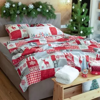 Постельное бельё 1.5-спальное «Этель» New Year's patchwork, бязь