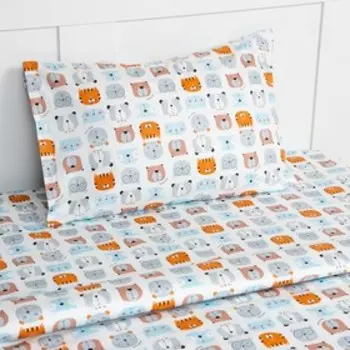 Постельное бельё Этель 1,5 сп «Зверята» 143х215 см, 155х214 см, 50х70 см -1 шт, 100% хлопок, сатин