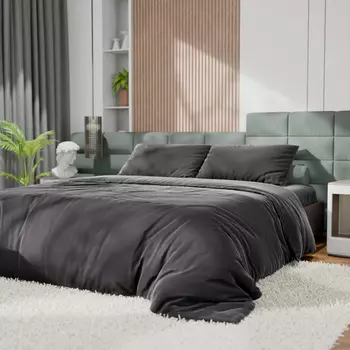 Постельное бельё 1.5-спальное «Этель», тенсель, чёрное