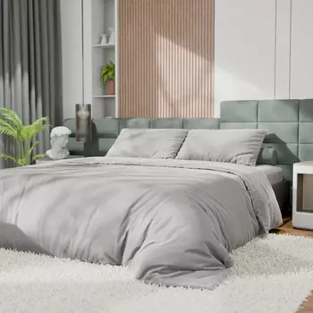 Постельное бельё 1.5-спальное «Этель», тенсель, светло-серое