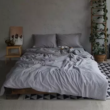 Постельное бельё 2-спальное «Этель», жатый хлопок, серое