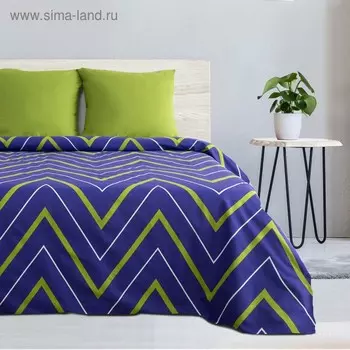 Постельное бельё 2-спальное «Этель. Зелено-синие зигзаги», поплин