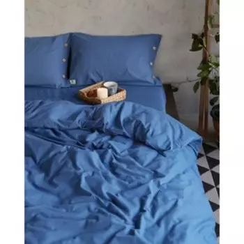 Постельное бельё Этель 2 сп 180*210см, 220*240 см, 50*70-2шт, цвет синий, 100% жатый хлопок, 140гр/м2