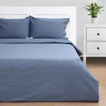 Постельное бельё дуэт «Этель» Denim, жатый хлопок, синее