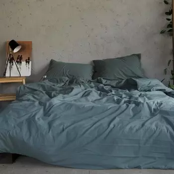 Постельное бельё Этель евро 200*220см, 220*240 см,50*70-2шт, цвет тёмно-зелёный, 100% жатый хлопок, 140гр/м2